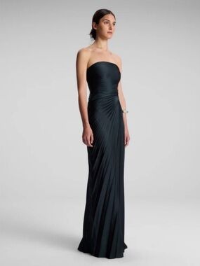 A.L.C. Dark green Pleated Maxi Dress Bianca Strapless Pleated Maxi Dress size 0
